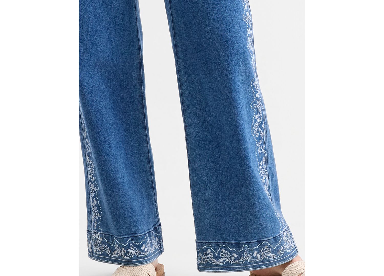 Women's Printed High-Rise Five-Pocket Wide-Leg Jeans