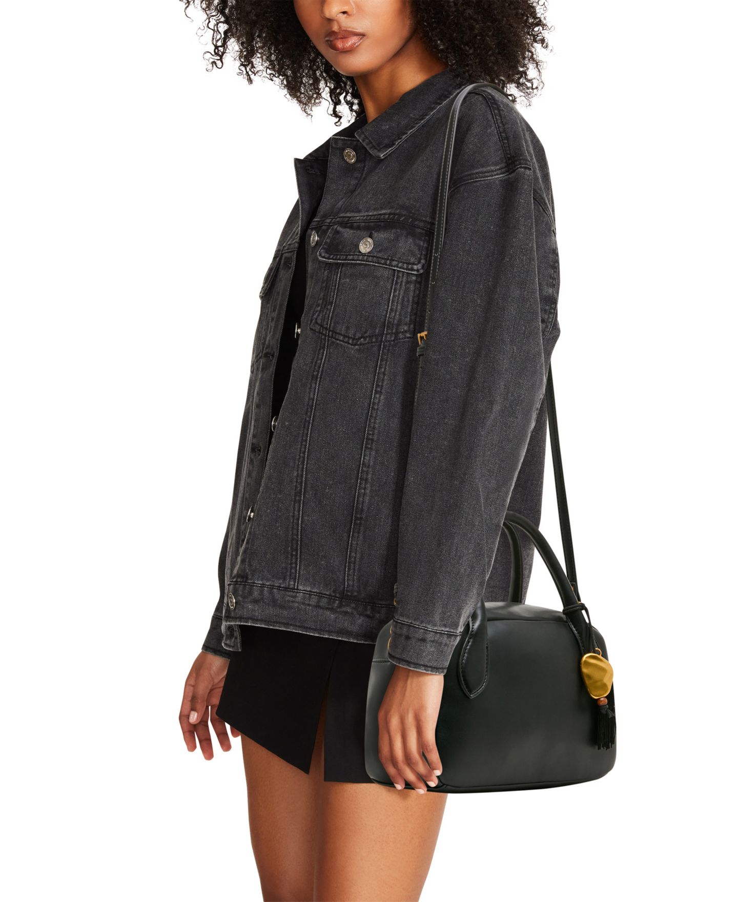Женская сумка Steve Madden Aubrie Top Handle Small Satchel Handbag, цвет: Чёрный — фото 6