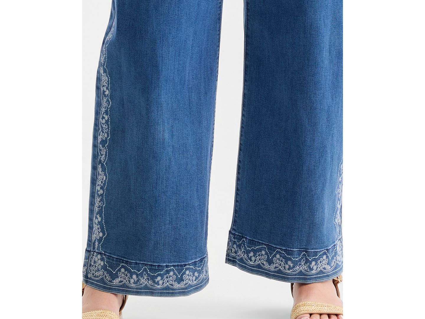 Женские джинсы Style & Co Plus Size Printed High-Rise Five-Pocket Wide-Leg, цвет: Варёный — фото 6