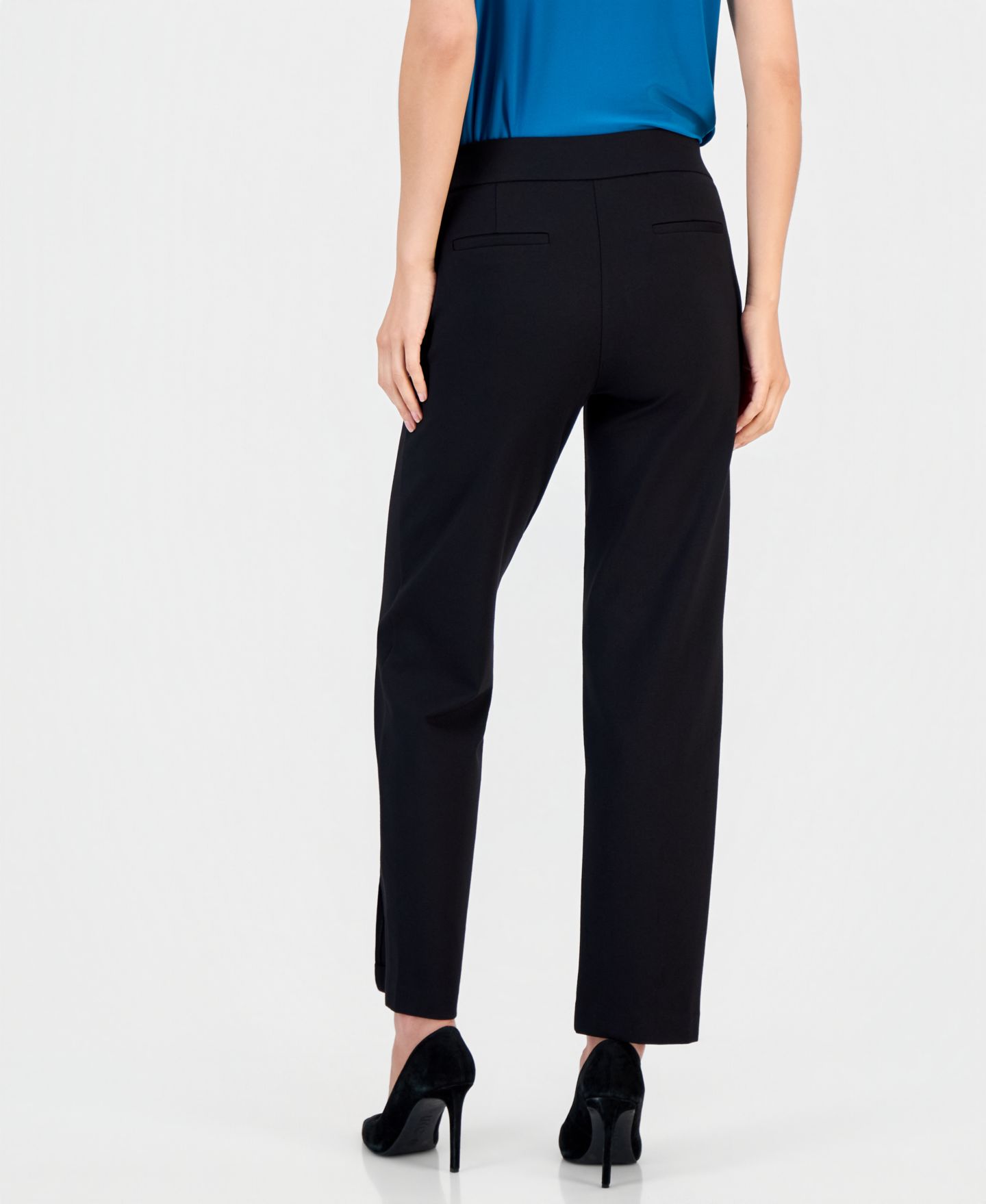 Женские брюки Kasper Audrey Pull-On Straight-Leg Ankle Compression, цвет: Чёрный — фото 3