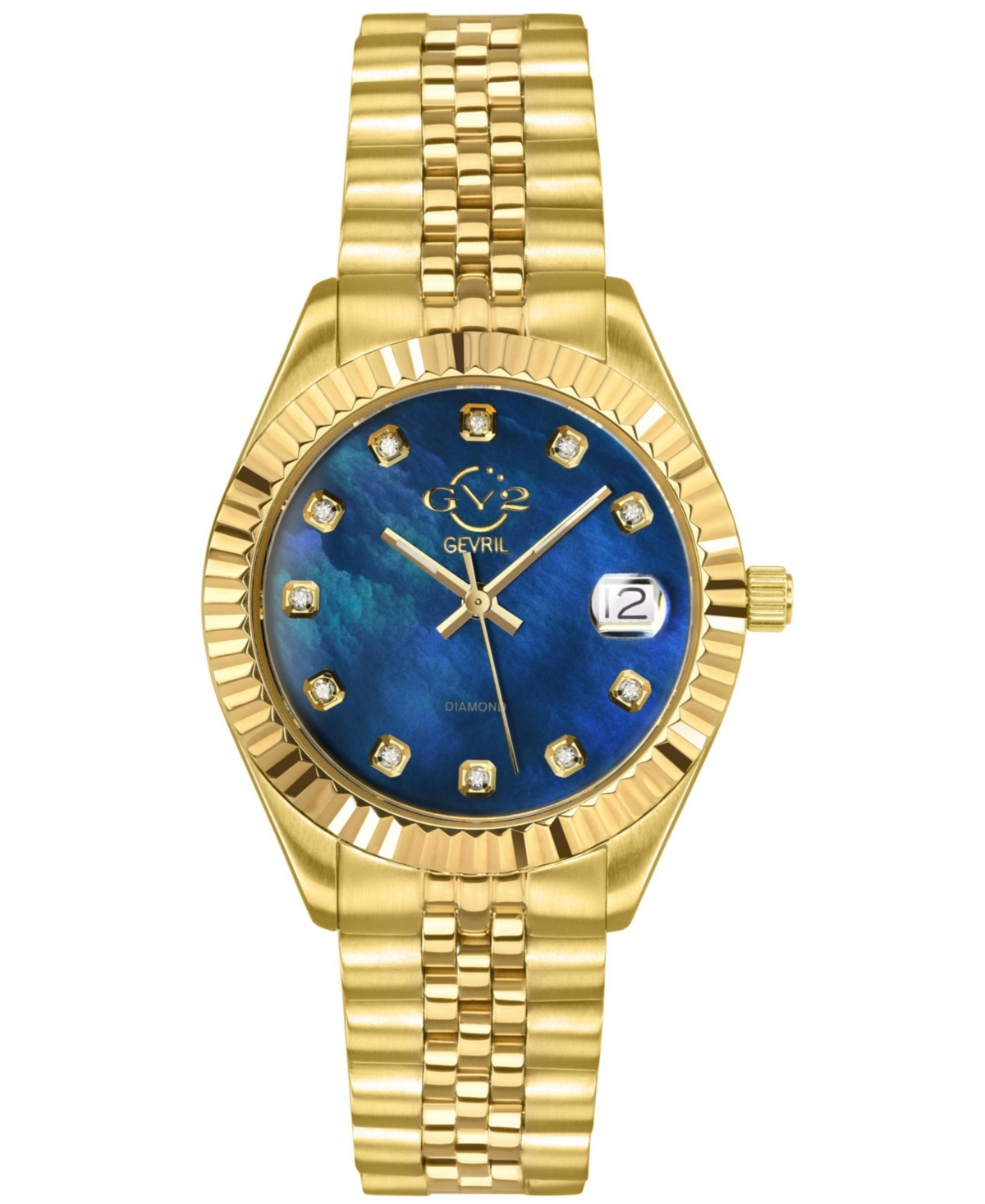 GV2 by Gevril Women's Naples Swiss Quartz Diamond Ip Stainless Steel Bracelet Watch