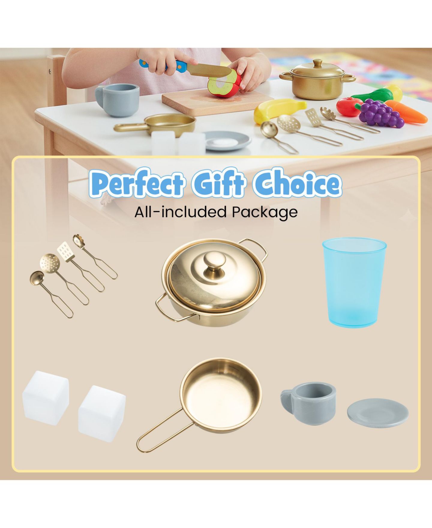 Детская игрушка Gymax Kids Play Kitchen with Stoves Faucet Sink Clock Coffee Machine Range Hood, цвет: Синий — фото 8