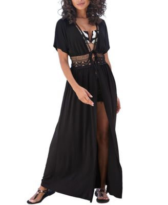 Women's Crochet Trim Cover up Beach Dress