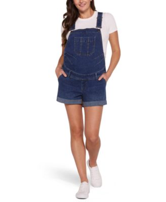 Women's Motherhood Stretch Waist Short Overalls