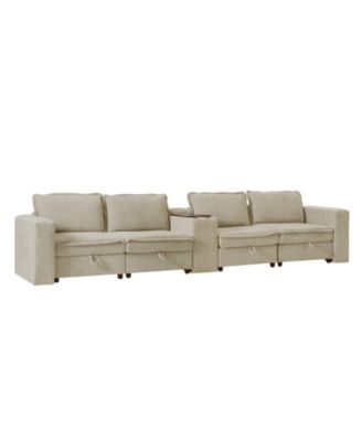 Buelow 148" Modern Storage Sectional Sofa With Charging Station And Middle Storage Compartment