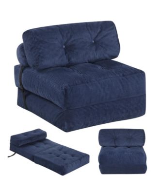 Folding Sofa Bed, Convertible Sleeper Chair with Pillow Back Support Corduroy Cover