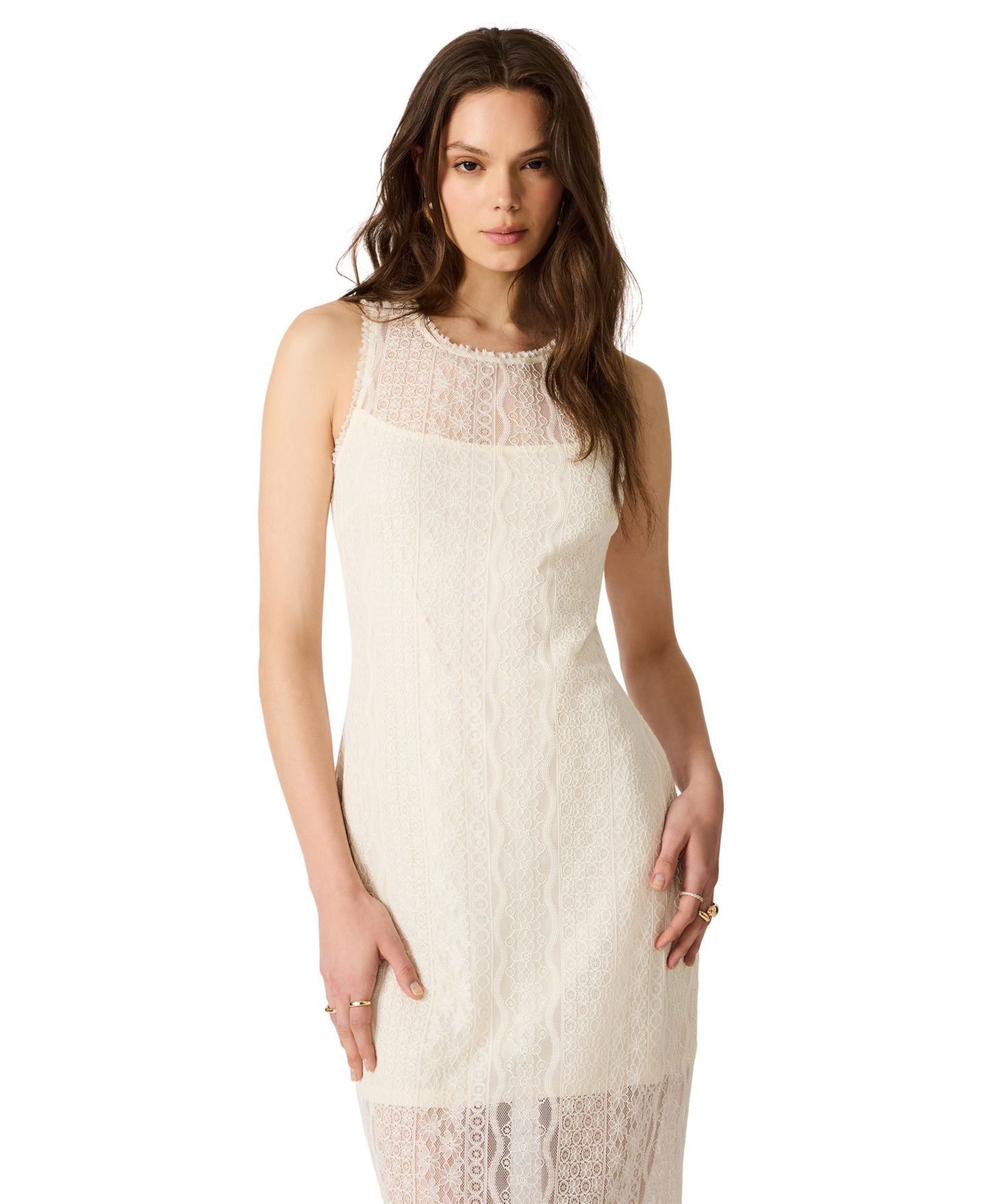 Женское платье Steve Madden Nyssa Crewneck Sleeveless Bodycon, цвет: Слоновая кость — фото 2