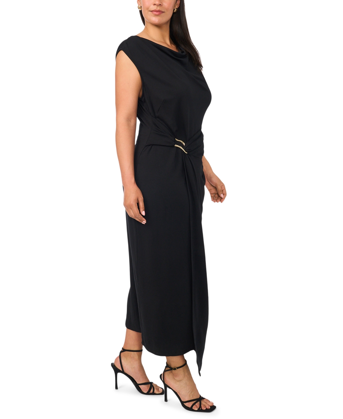 Msk Plus Boat Neck Short-Sleeve Midi Dress