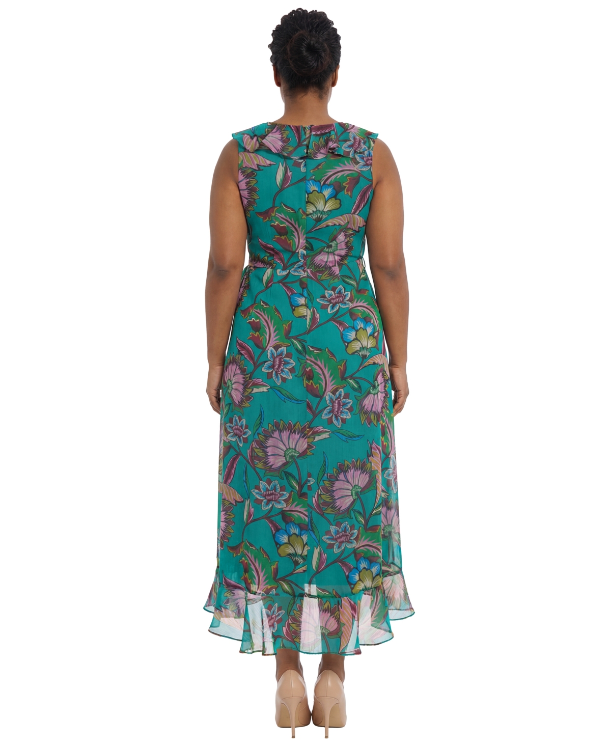 London Times Plus Flutter-Sleeve Dress