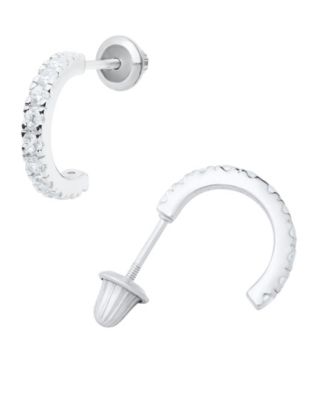 Kids' Cubic Zirconia Hoop Earrings in Sterling Silver