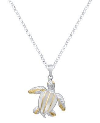 Abalone Turtle Pendant Necklace in Sterling Silver
