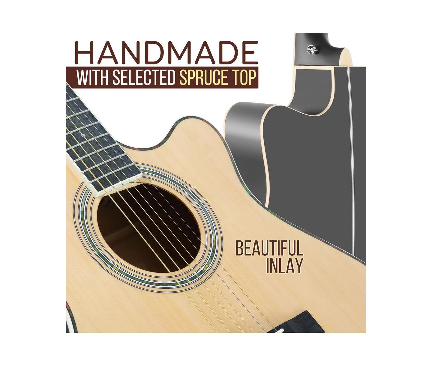 Детские игрушки Pyle Electric Acoustic Guitar Kit - 6-String Guitar with Amplifier, Digital Tuner, and Accessories, Natural Finish — фото 4