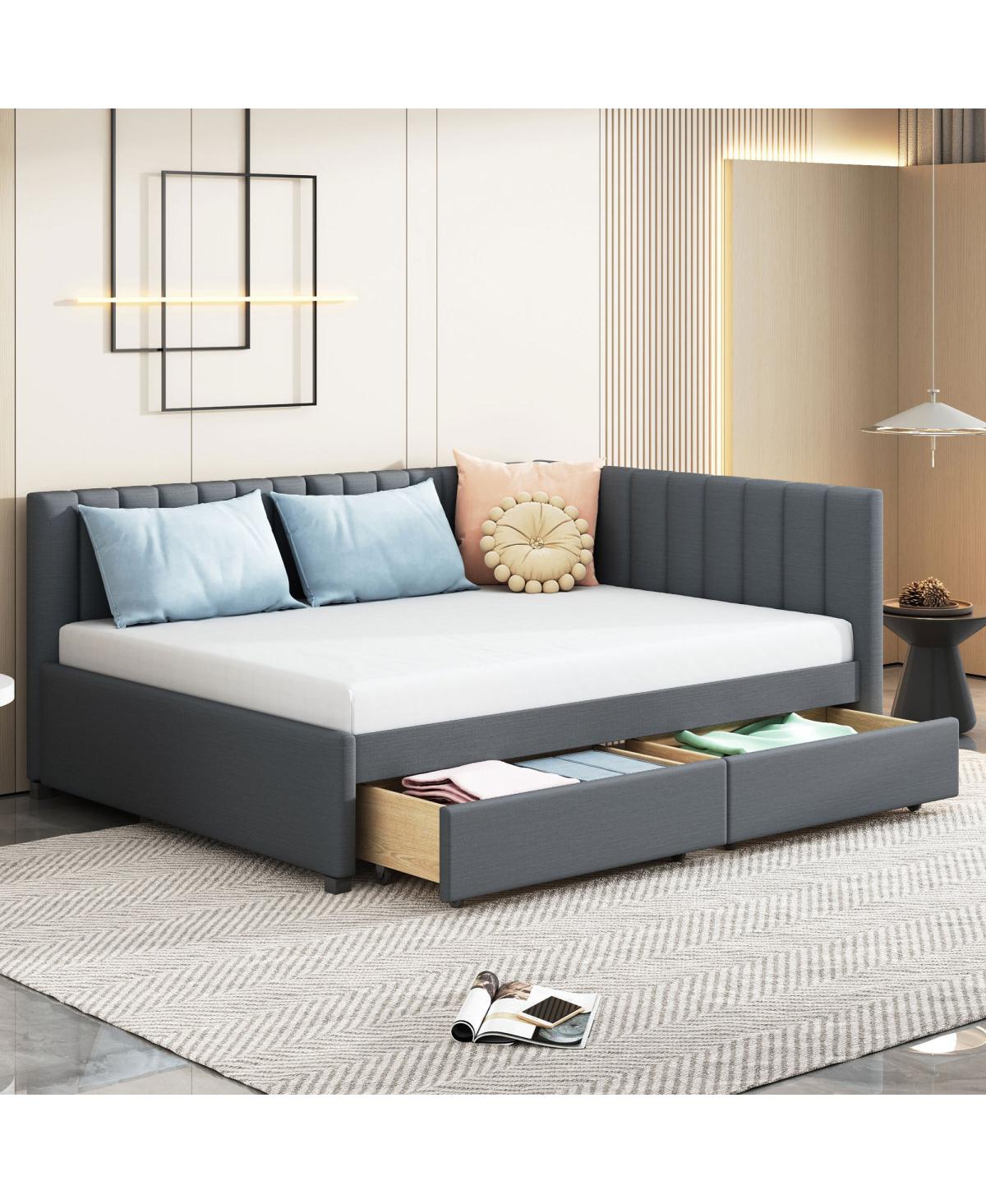 Streamdale Furniture Upholstered Daybed with 2 Storage Drawers