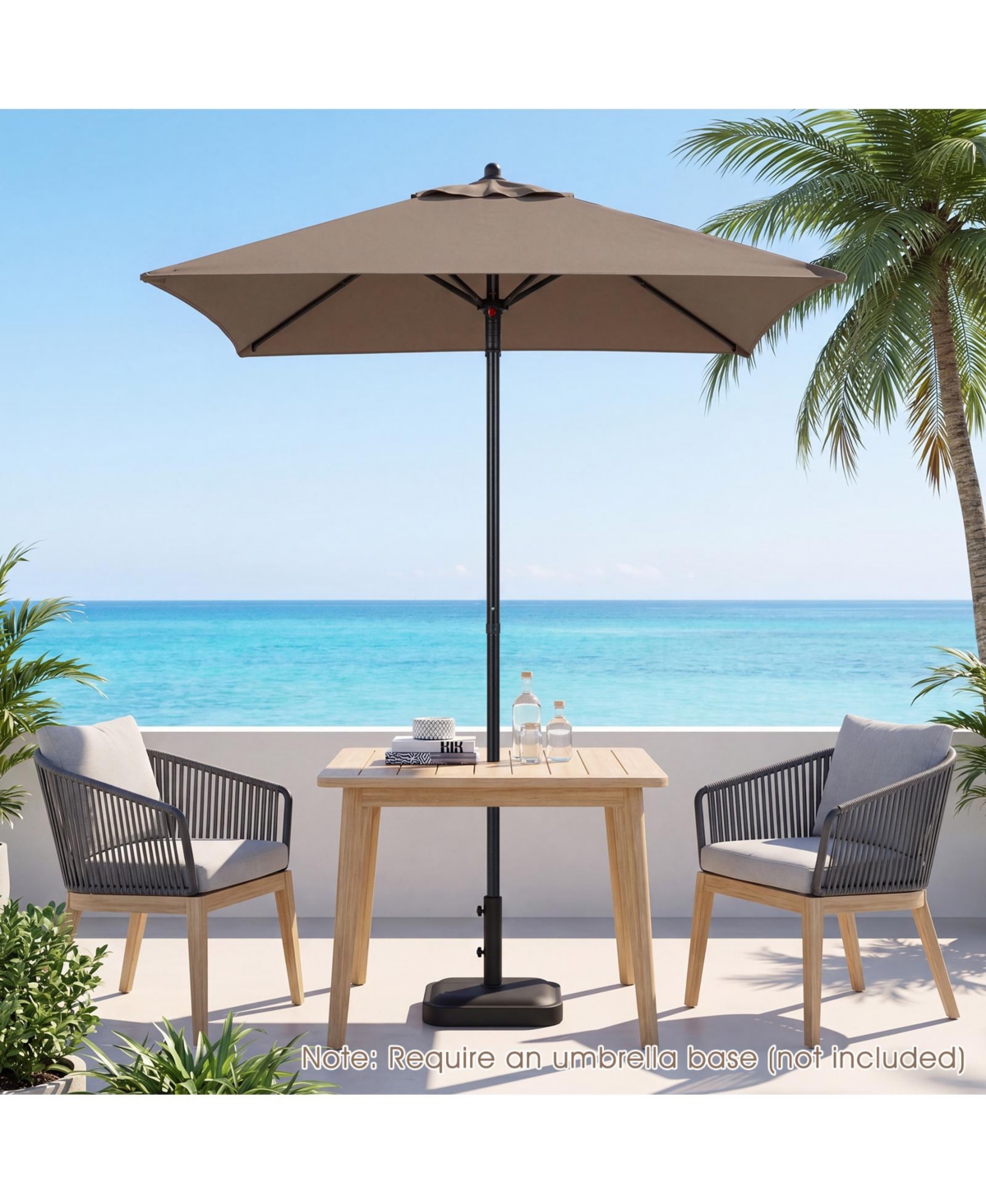 Gymax Patio Umbrella Market Umbrella Push Button Opening Sturdy Metal Ribs