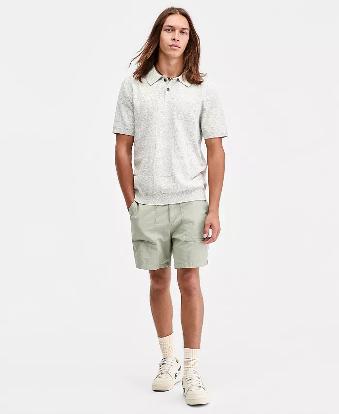 Men's Square Stitch Marled Polo Shirt