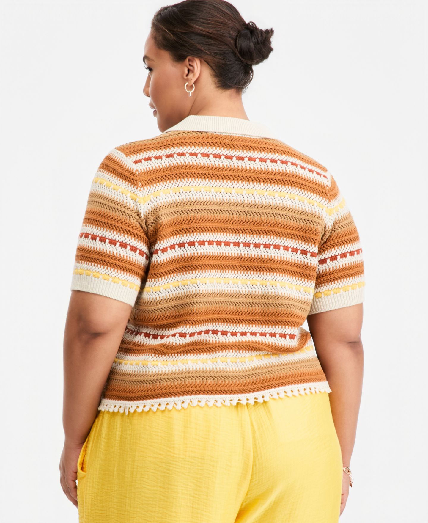Женский кардиган On 34th Trendy Plus Size Textured Stripe Collared, цвет: Слоновая кость — фото 2