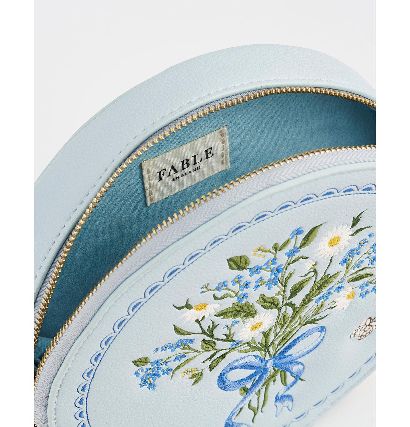 Женская сумка Fable England Floral Posy Embroidered Circle, цвет: Синий — фото 6