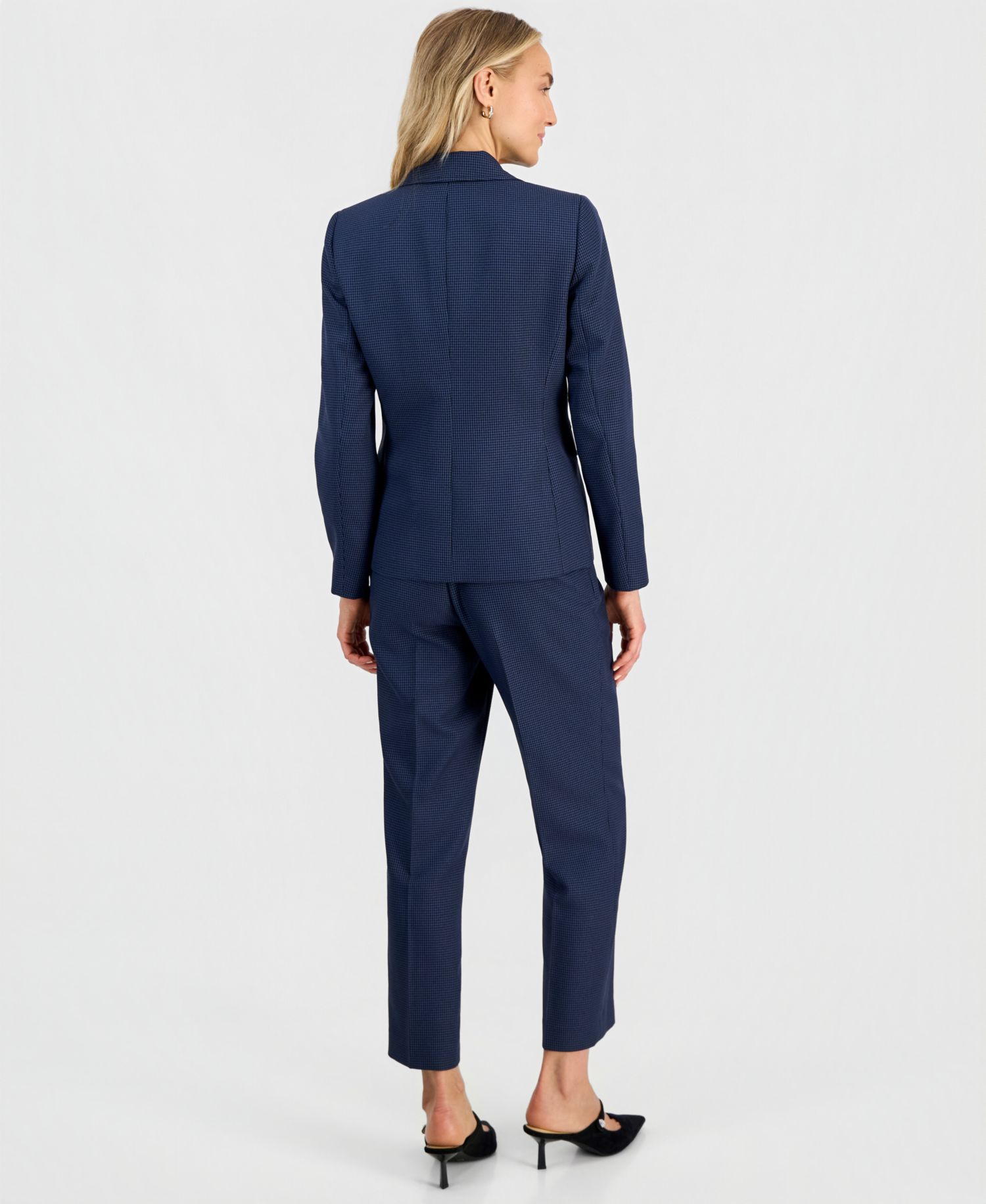 Petite Mini-Check-Print Mid-Rise Ankle Pants