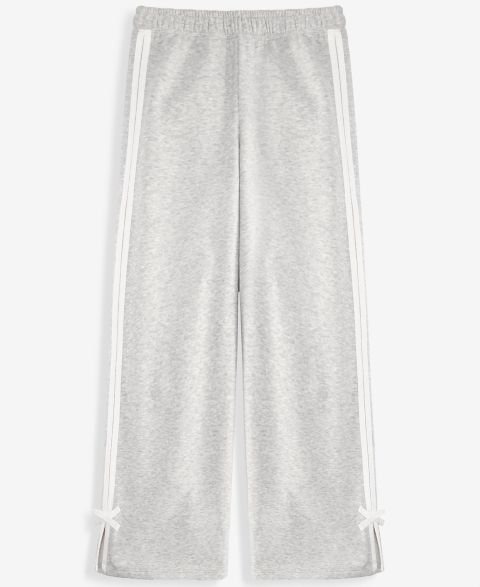 Брюки Epic Threads Bow-Detail Wide-Leg Fleece Sweatpants для девочек, цвет: Светлый серый