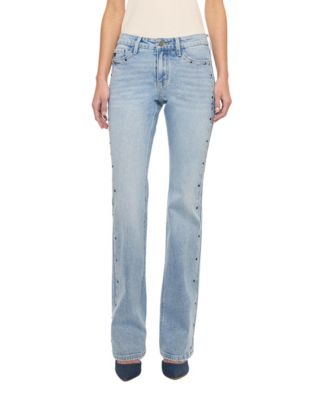 Women's Mid Rise Rhinestone Stud Bootcut Jeans