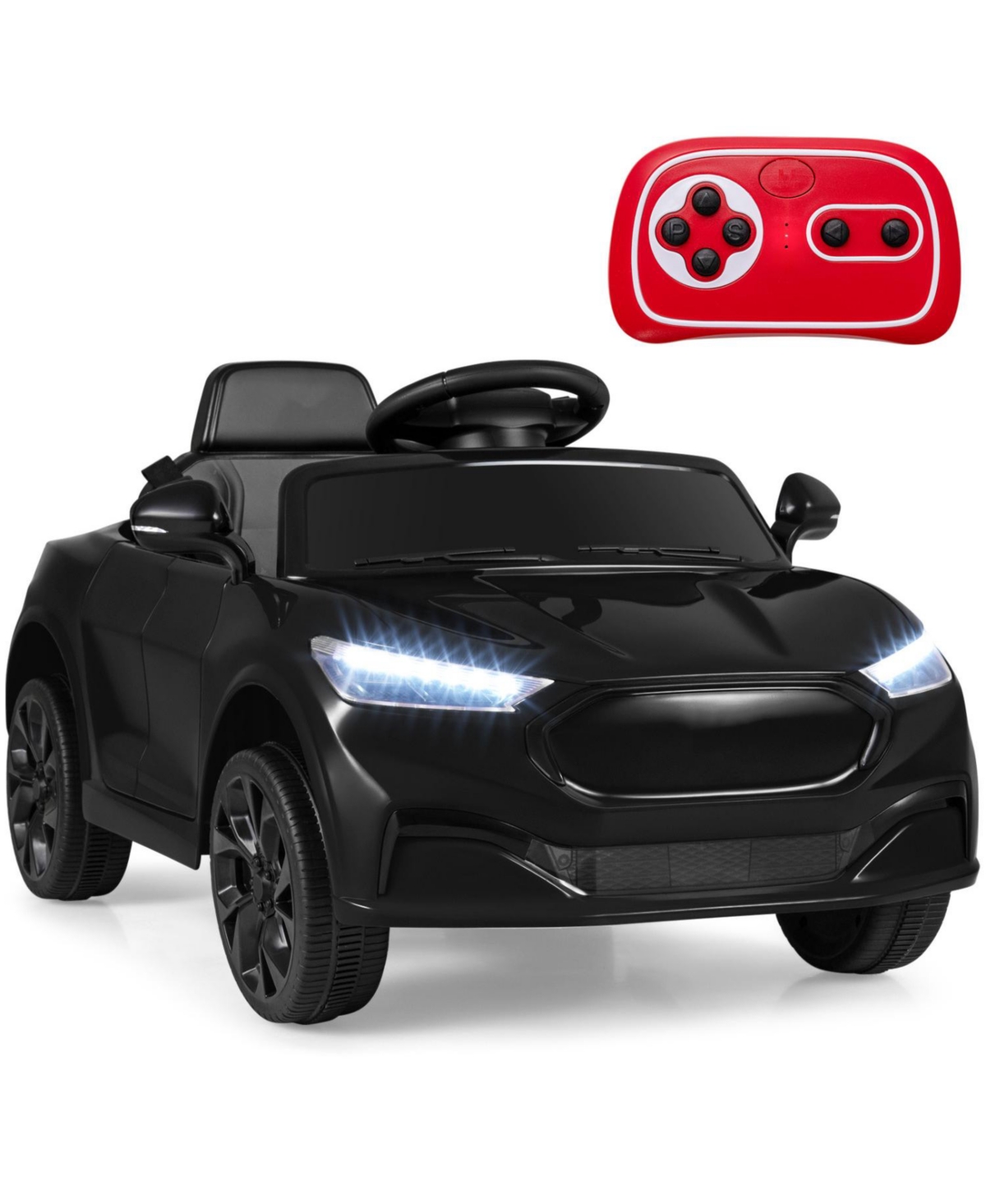 Slickblue 12V Battery Powered Kids Ride On Car with Parent Control and Horn - Black