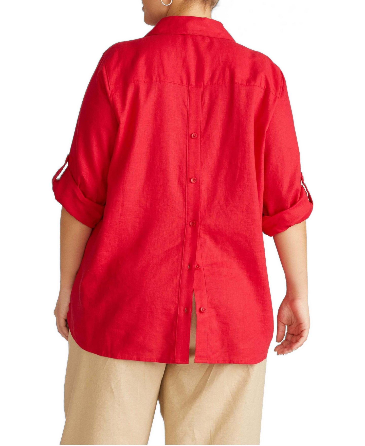 Женское поло Universal Standard Plus Size Button Back Stretch Cupro Polo, цвет: Яркий красный — фото 2