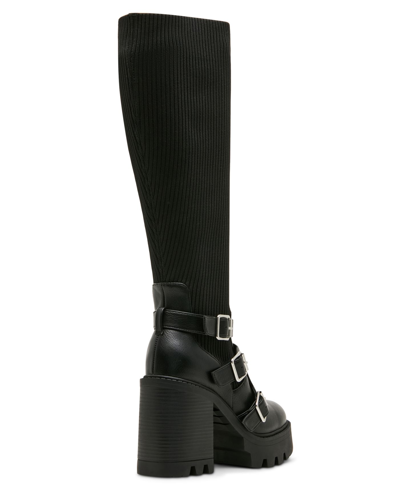Женские ботинки Madden Girl Kuddle Buckle Platform Lug Knit, цвет: Чёрный — фото 6
