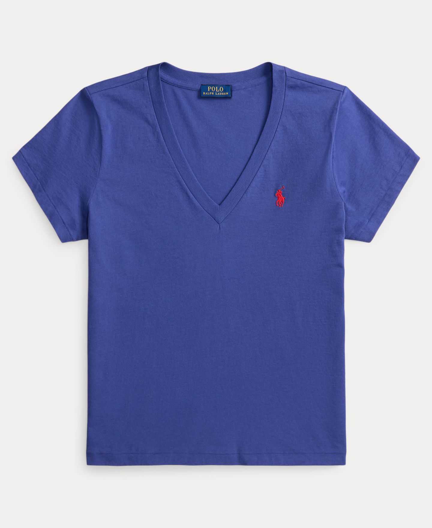 Женская футболка Polo Ralph Lauren V-Neck Short-Sleeve T-Shirt, цвет: Синий — фото 5