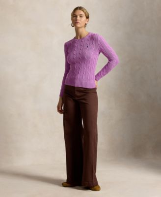 Women's Cable-Knit Cotton Crewneck Sweater
