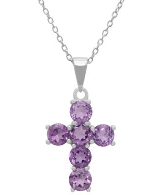 Amethyst (2.40 ct. t.w.) Cross Pendant Necklace in Sterling Silver
