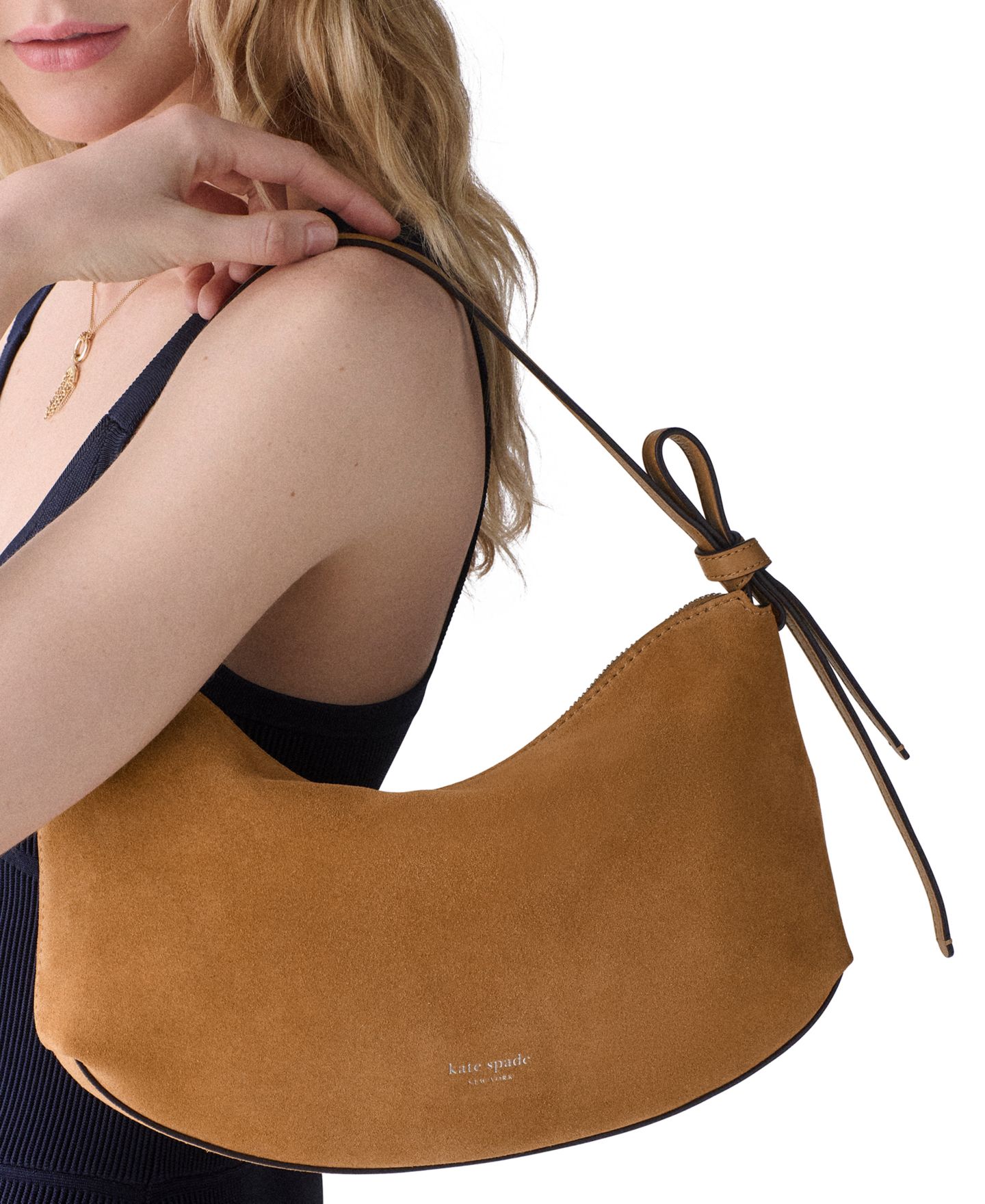 Женская сумка kate spade new york Loop Suede Medium Shoulder, цвет: Garden Soil — фото 5