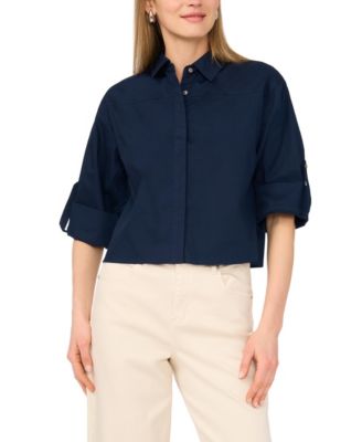 Women's Cotton Boxy Button-Down Shirt