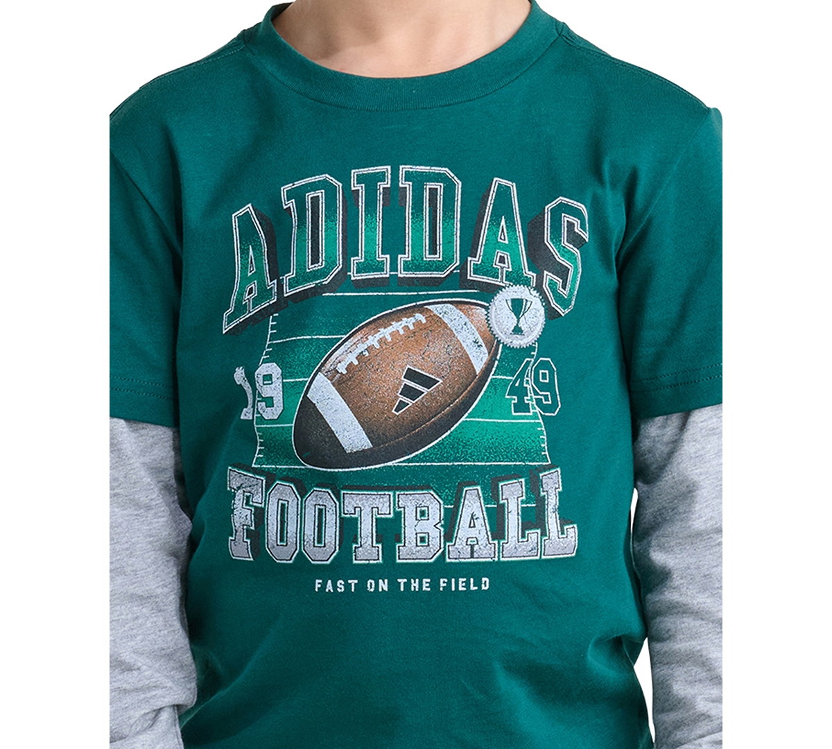 adidas Boys' 2T-7 Cotton Layered Long-Sleeve T-Shirt and Pants, 2-Piece Set