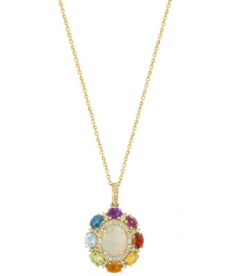 Multi-Gemstone (2-5/8 ct. t.w.) & Diamond (1/5 ct. t.w.) Pendant Necklace in 14k Yellow Gold