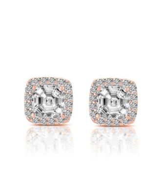 Dainty Sterling Silver Cubic Zirconia Square Stud Earrings
