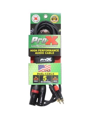 XC-DRXM05 5' Dual RCA-M to Dual XLR3-M Unbalanced High Performance Audio Cable
