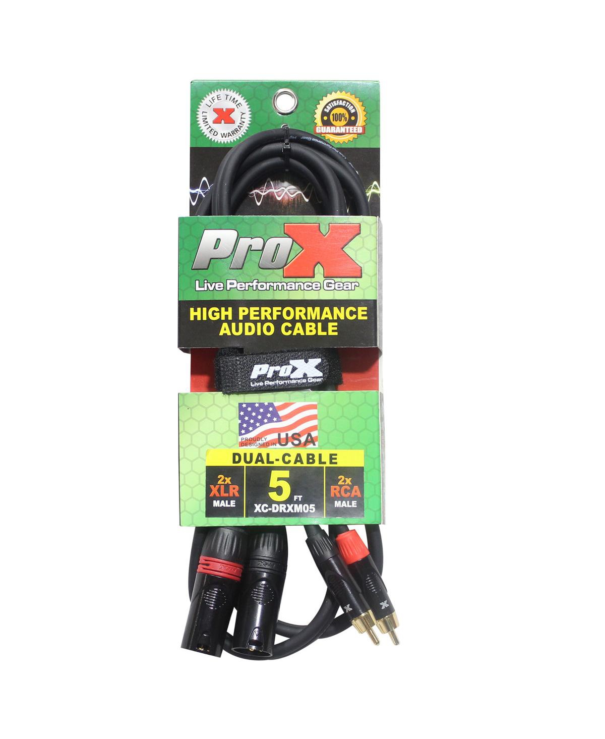 ProX XcDRXM05 5 Dual Rcam to Dual XLR3m Unbalanced High Performance Audio Cable