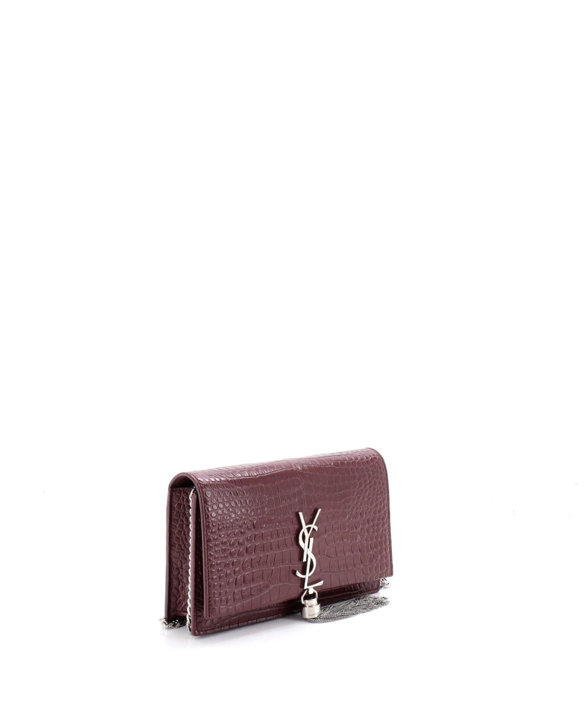 Pre-Owned Saint Laurent Classic Monogram Tassel Chain Wallet Embossed Leather
