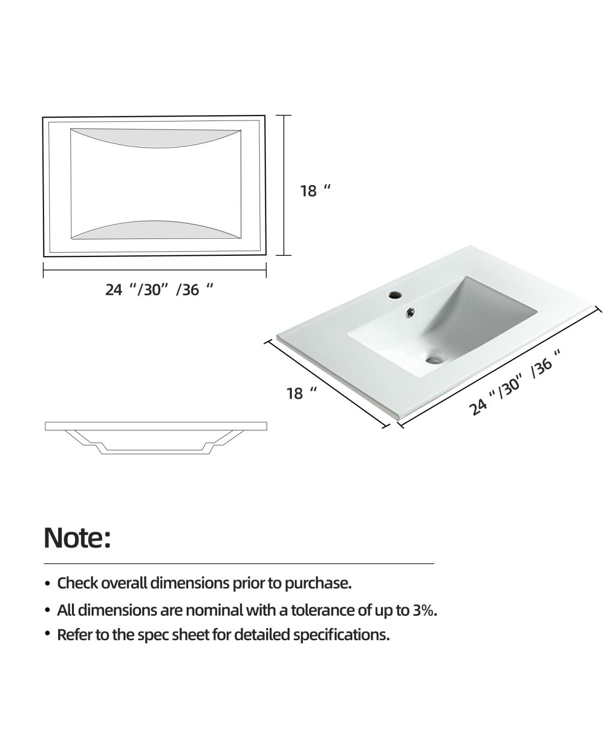 Sillysis Rectangular Ceramic Bathroom Sink with Overflow