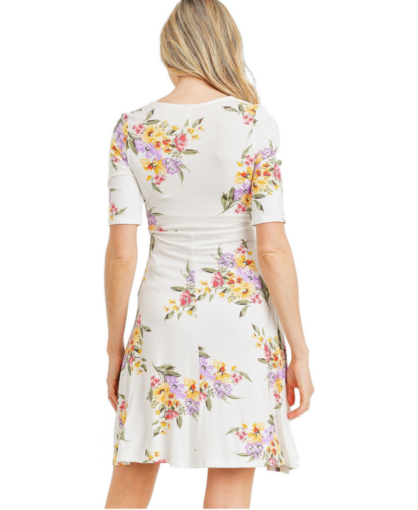 Женское платье Hello Miz Floral Short Sleeve Wrap Nursing Dress with Tie Waist, цвет: Слоновая кость — фото 3