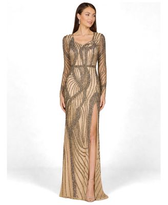 long sleeve prom dresses with pockets Long Sleeves A-line Sweetheart Lace Prom Dress with Slit