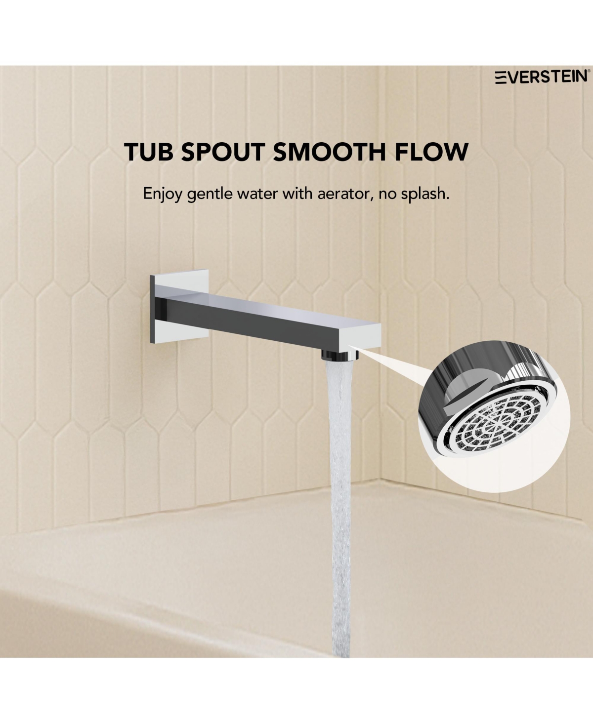 Everstrein Wall Mounted 10" Shower System Bathtub Facuet Set High Pressure Rain Shower Head with Handheld Chrome