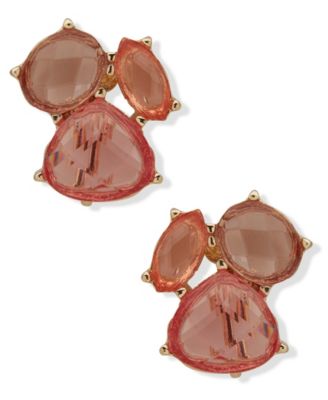 Stone Cluster Button Earrings 