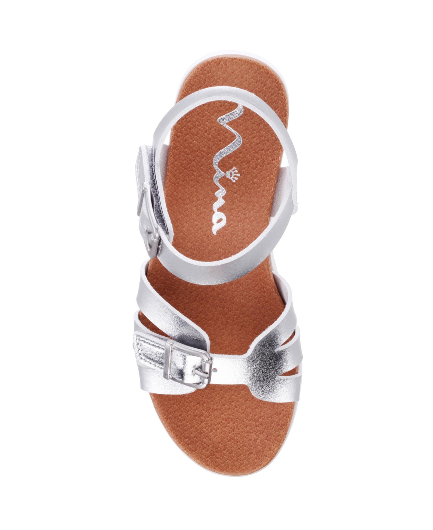 Сандалии Nina Lacey Metallic Adjustable strap Sandals для девочек, цвет: Серебряный — фото 6