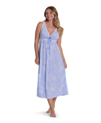 Women's Sleeveless Printed Long Nightgown