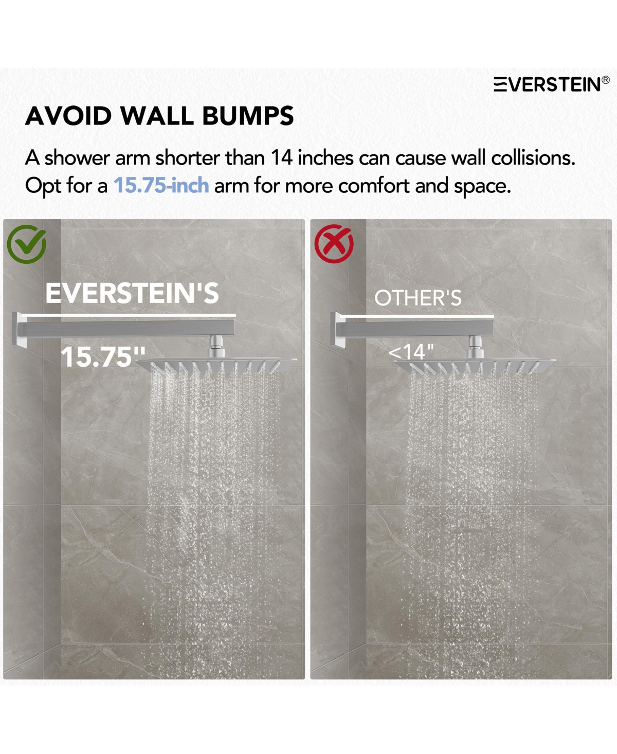 Everstrein High-Pressure Rain Shower System, Shower Faucet Set 10" Rainfall Shower Head with 3-Function Handheld Spray Brushed Nickel