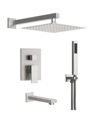 Wall Mounted 10" Shower System Bathtub Facuet Set High Pressure  Rain Shower Head with Handheld