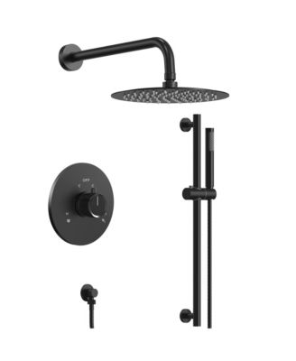 Wall Mount Pressure-Balanced Shower System,10" Rainfall Shower Head with Slider Bar Handheld Spray