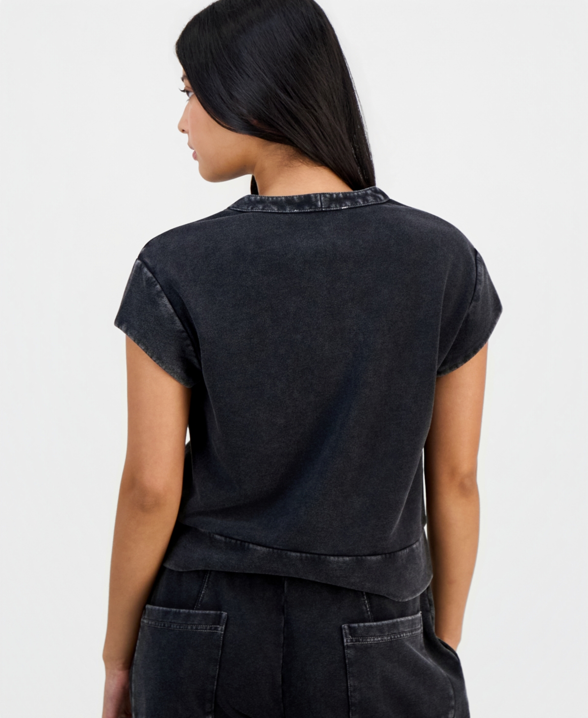 And Now This Petite French Terry Split-Neck Cap-Sleeve Top, Macy's Exclusive