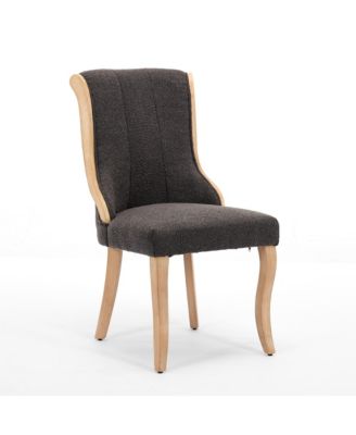 Snow Velvet Dining Chairs, Mid-Century Style with Curved Wood Trim and Sculpted Legs, Upholstered Comfort for Dining